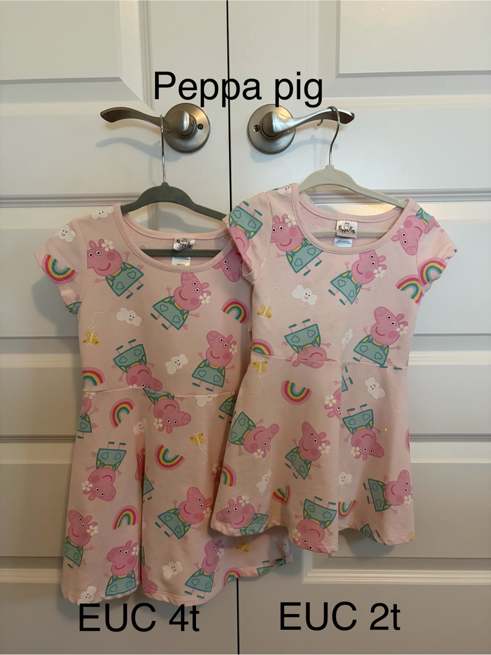 Peppa Pig Pink Rainbow Print Matching Dresses